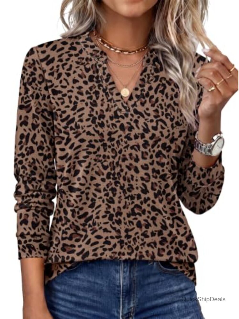 WIHOLL Women's V-Neck Long Sleeve Blouse Business Casual Top